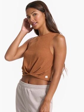Vuori Cove High Neck Tank Top in Mustard / Palosanto - Size Small